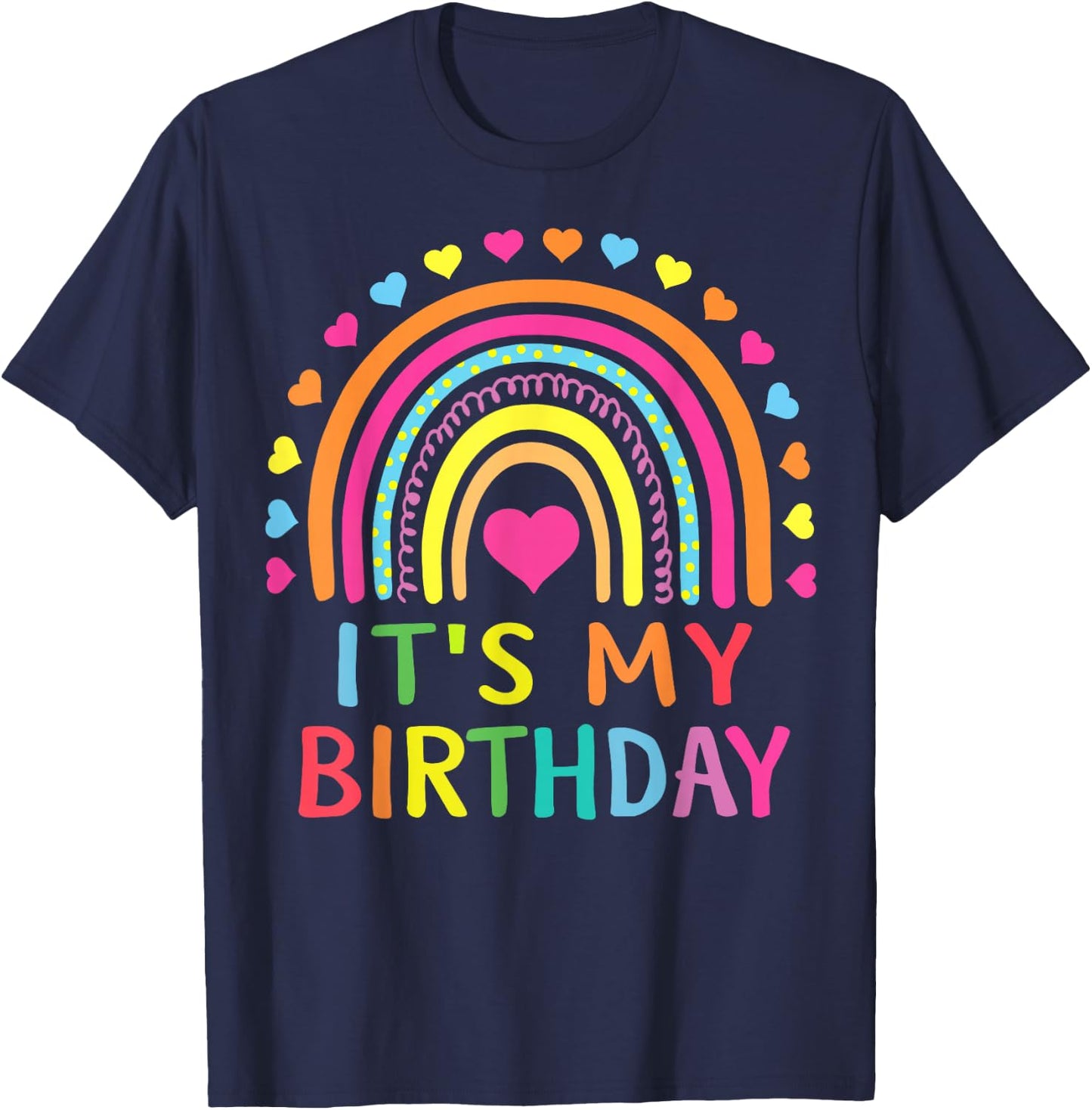 Rainbow Birthday Girls Boys Gift Retro Vintage T-Shirt - T-Shirt | Navy