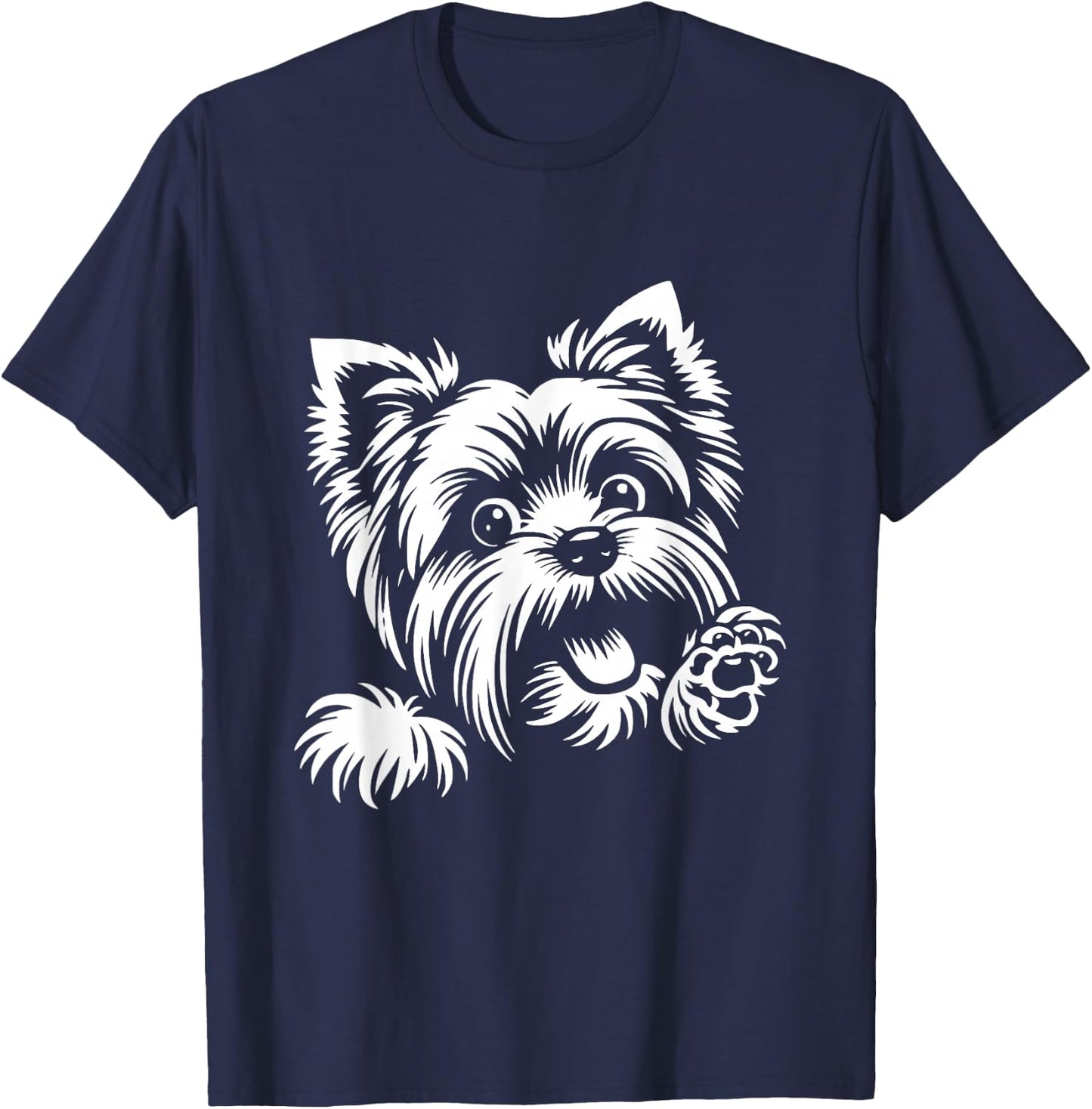 Yorkshire Terrier Dog Peeking Yorkie Graphic Design Women Kids T-Shirt - T-Shirt | Navy