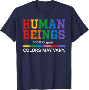 Human Beings Colors May Vary 100% Organic Pride Design T-Shirt - T-Shirt | Navy