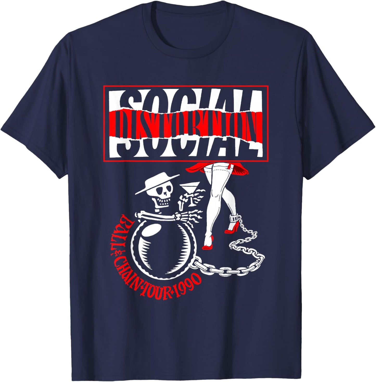 Offizielle Social Distortion Ball und Kette T-Shirt - T-Shirt | Navy