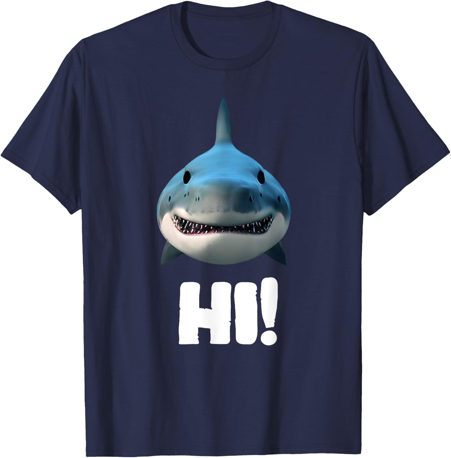 Hai Hi Funny Saying Shark Hi Fun Funny , black T-Shirt - T-Shirt | Navy