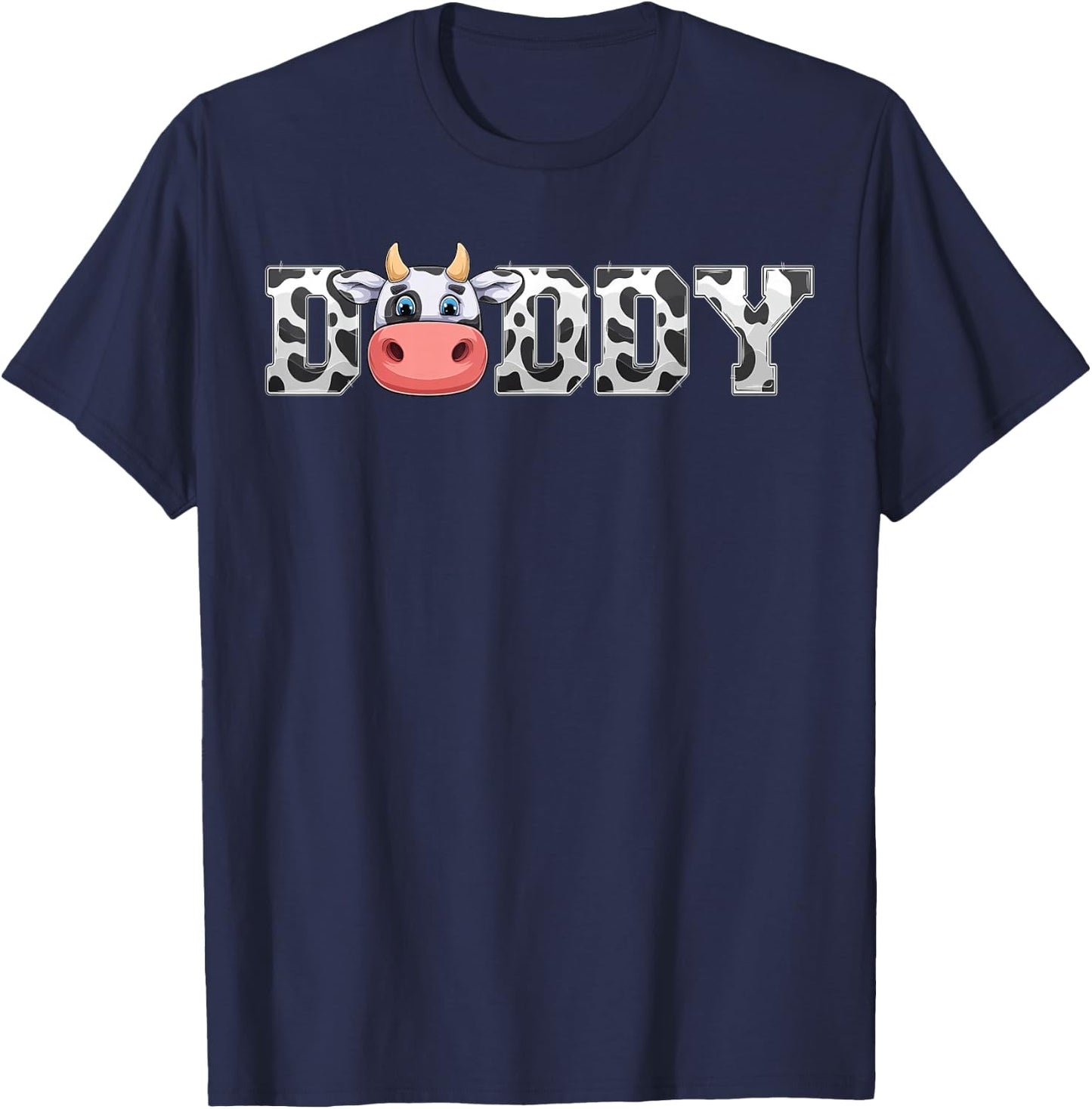 Daddy Cow Print Cowboy Animal Pattern Farmer Father Daddy T-Shirt - T-Shirt | Navy