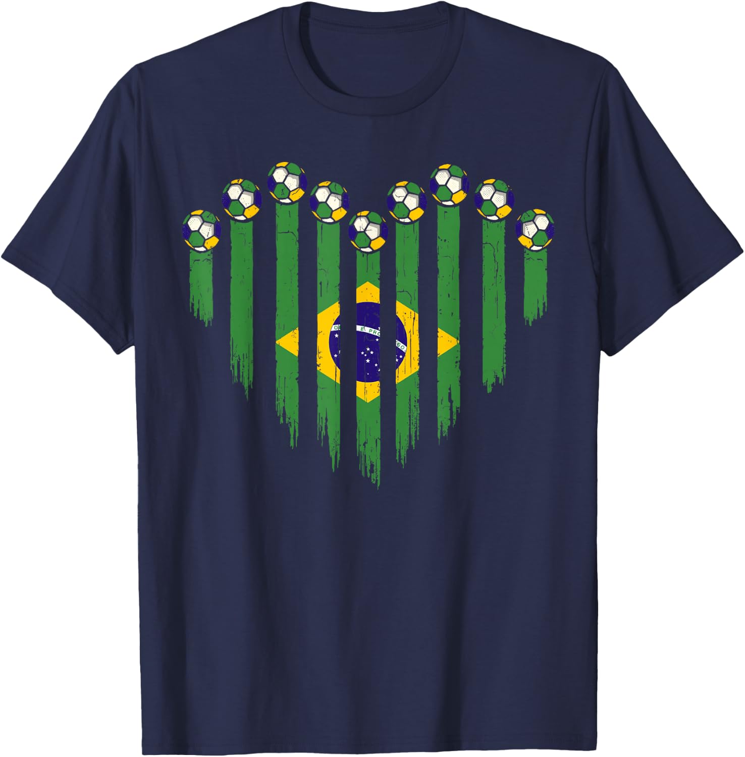 Brazilian Flag Novelty Brazil T-Shirt - T-Shirt | Navy