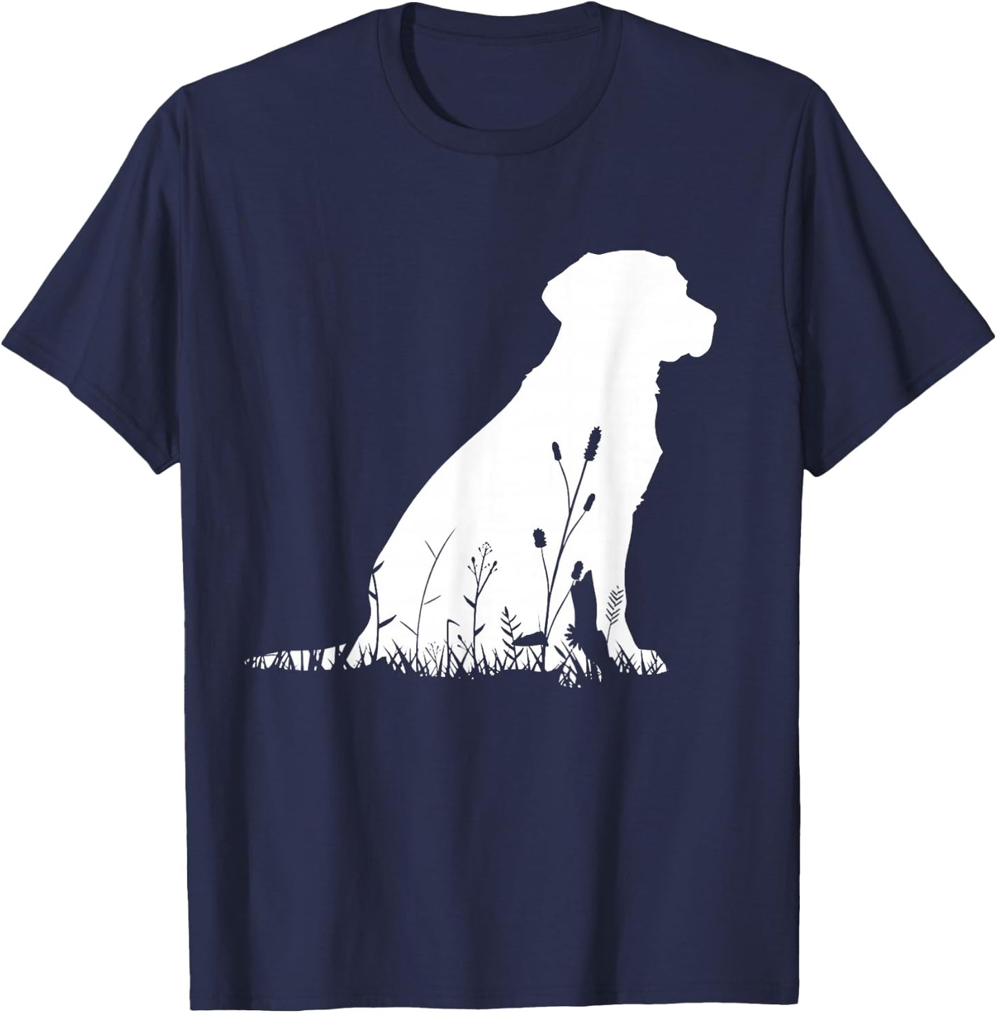 Labrador Retriever Wildflower Silhouette Labrador Dog Mom T-Shirt - T-Shirt | Navy
