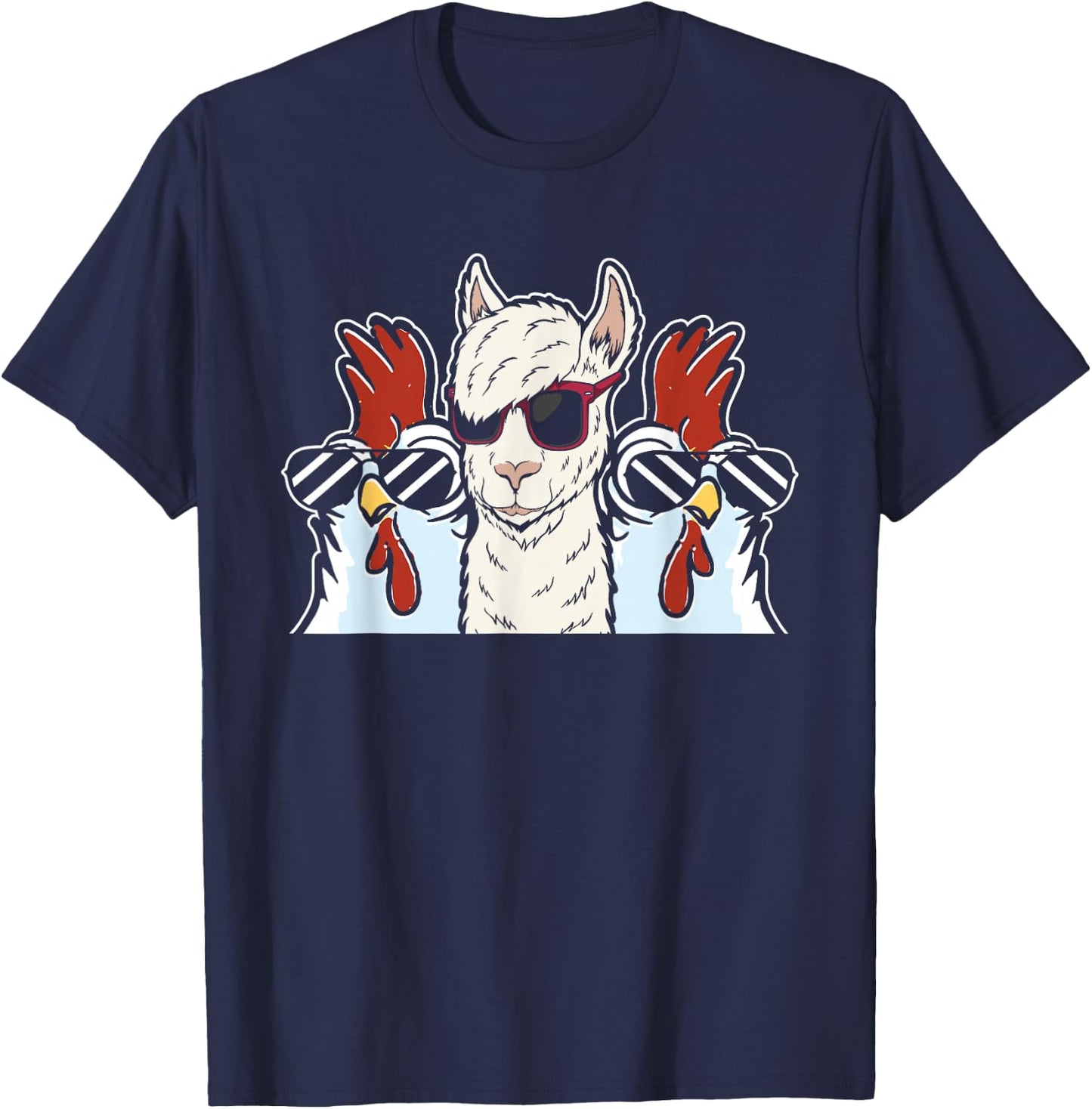 Chicken Llama Cool Alpaca - Lamaist Animal Llama T-Shirt - T-Shirt | Navy