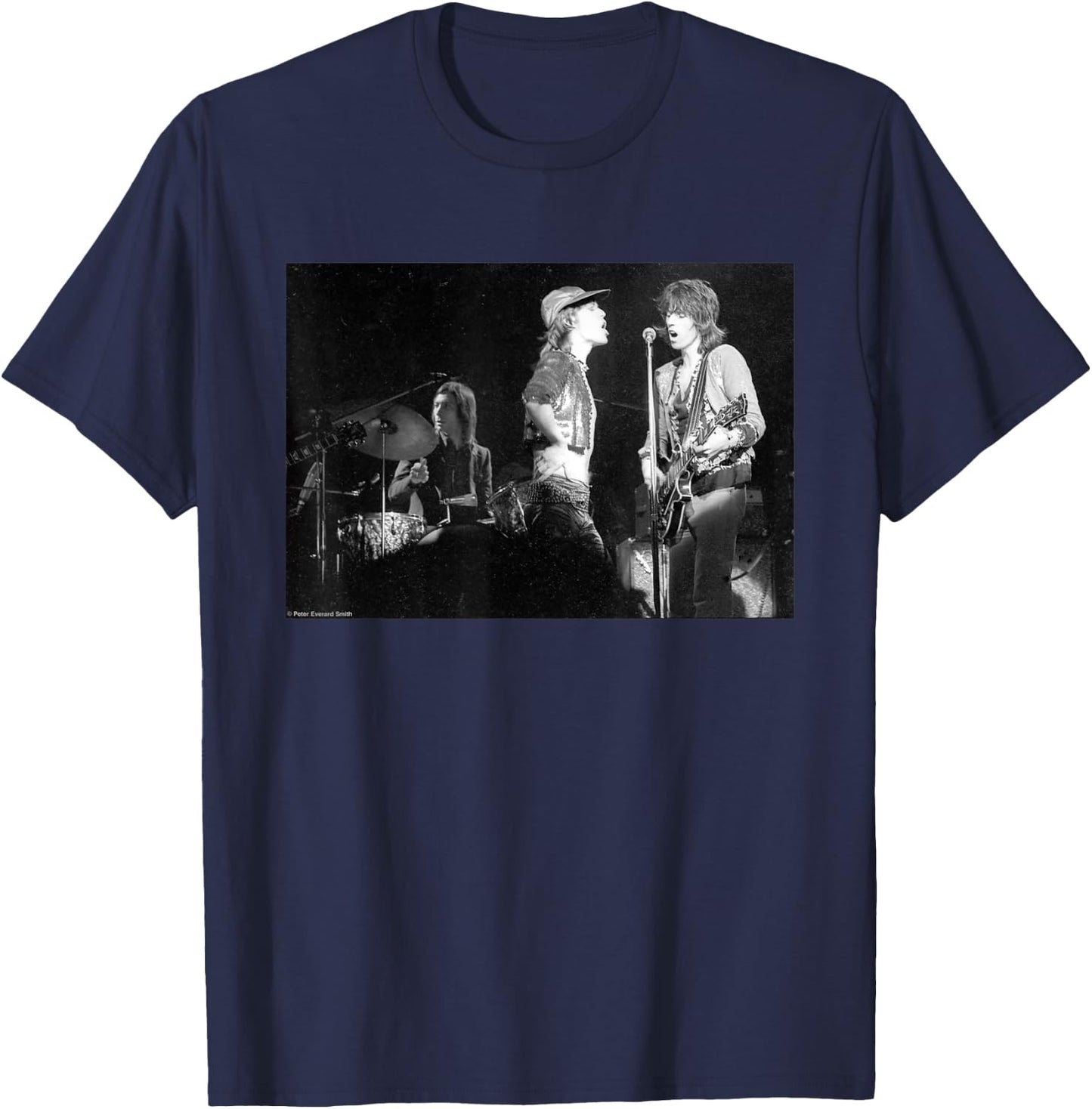 The Rolling Stones Charlie Mick and Keith by Everard Smith , Black, S T-Shirt - T-Shirt | Navy