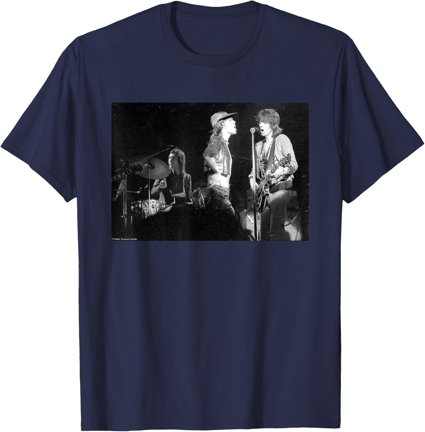 The Rolling Stones Charlie Mick and Keith by Everard Smith , Black, S T-Shirt - T-Shirt | Navy