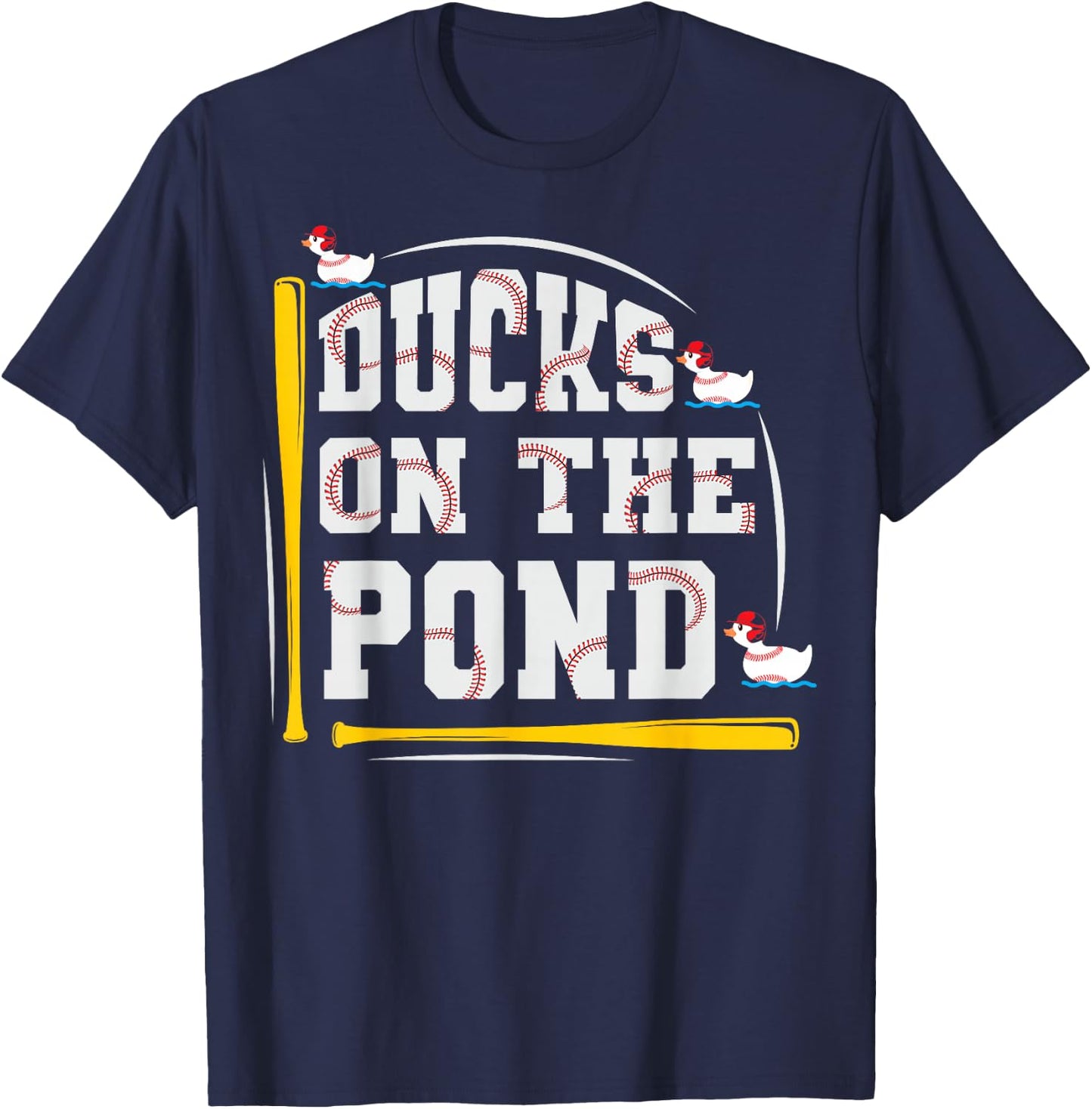 Ducks on the pond Design for a Baseball player T-Shirt - T-Shirt | Navy