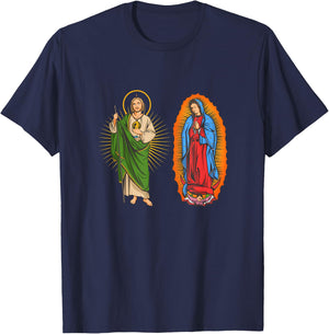 Virgen de Guadalupe con San Judas Tadeo T-Shirt - T-Shirt | Navy