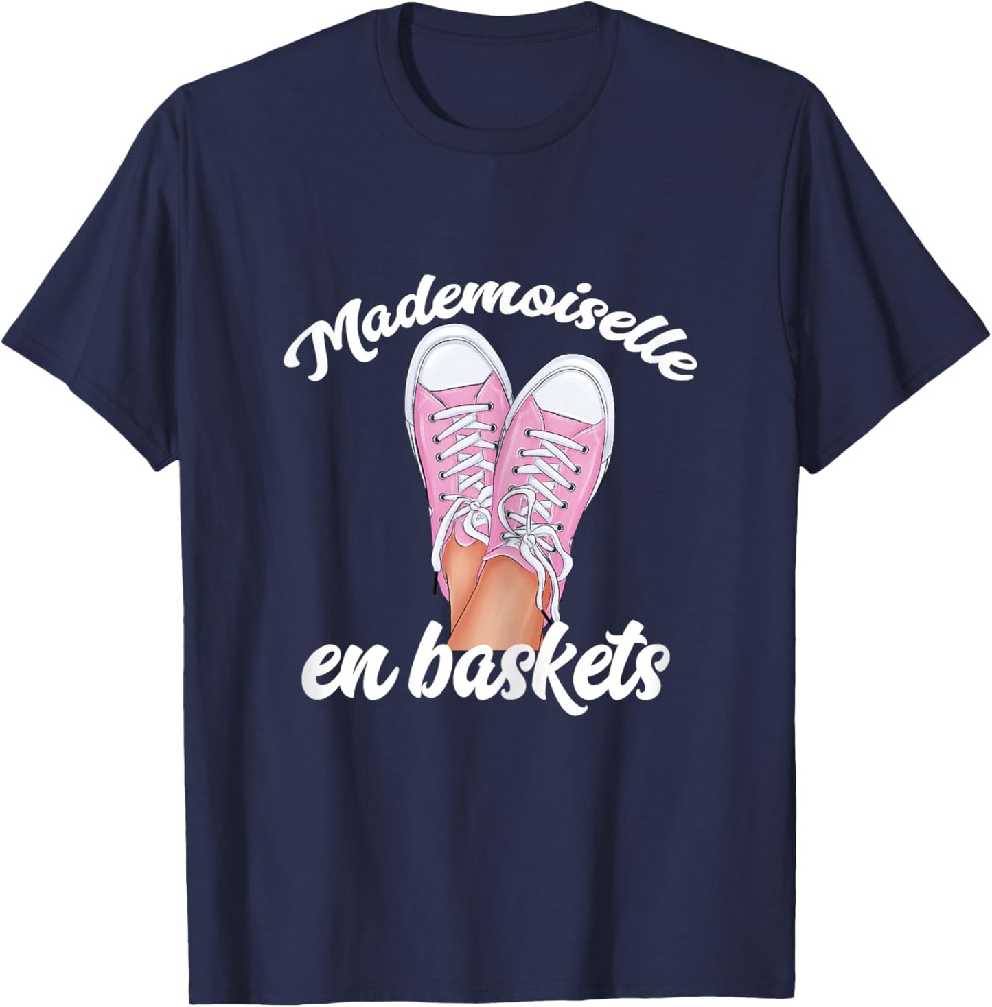 Mademoiselle Women's Humour Sneaker Ideal Gift Girl Annif , Black T-Shirt - T-Shirt | Navy