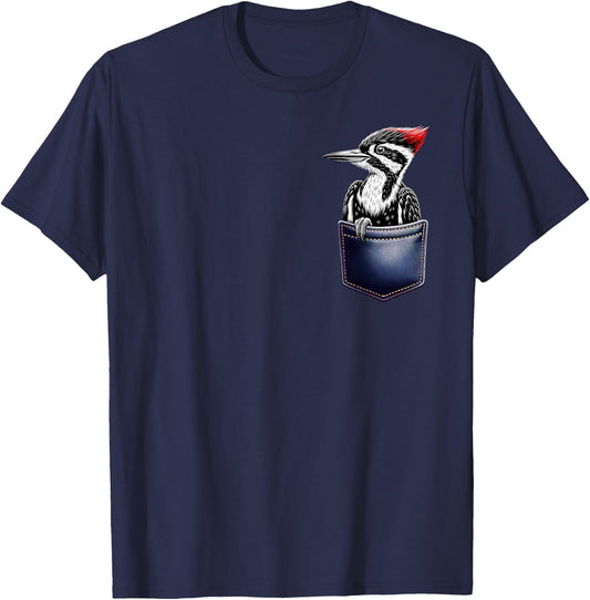 Pileated Woodpecker in Pocket Bird Lover Watcher Birding T-Shirt - T-Shirt | Navy