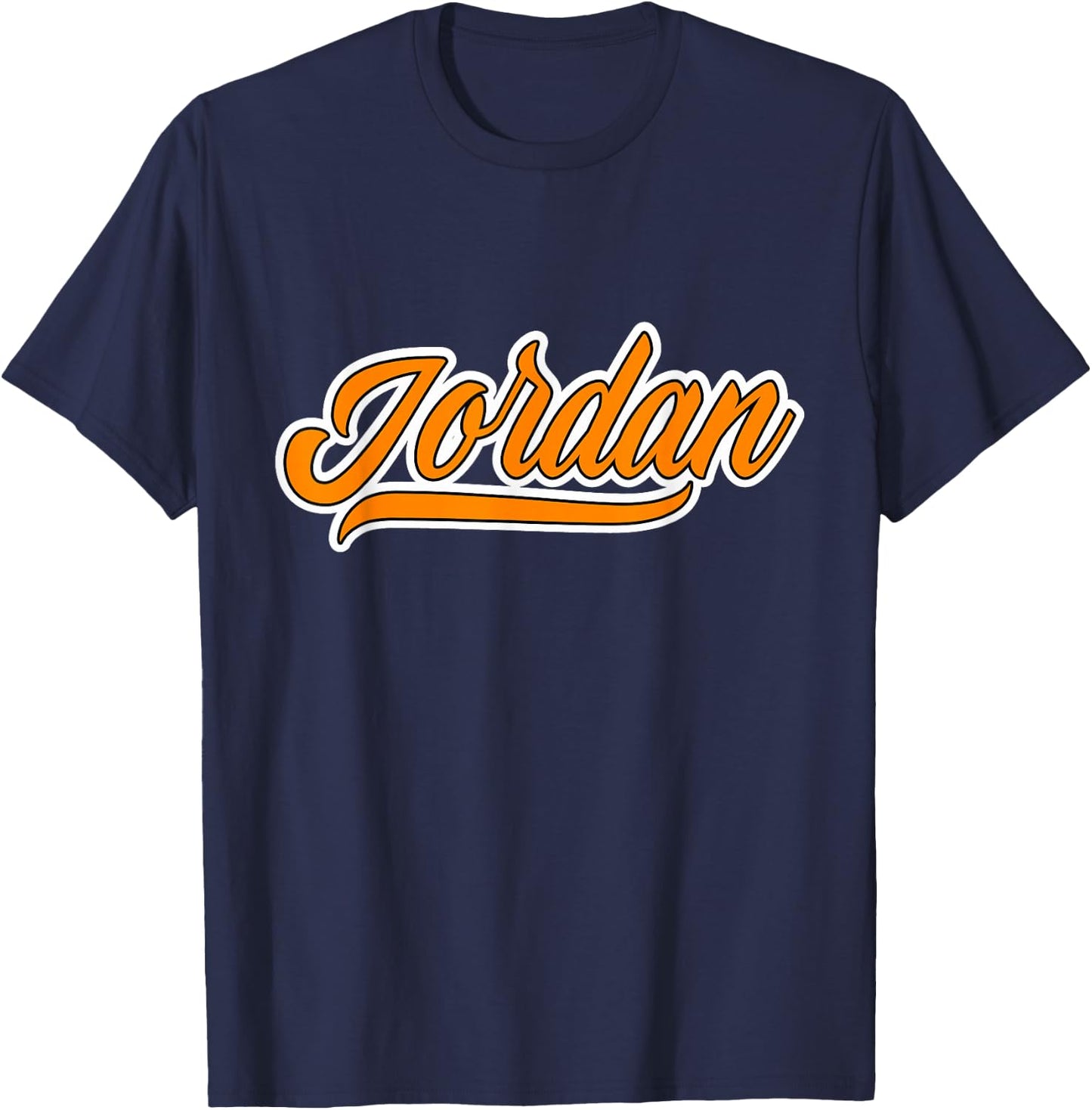 Elegant First Name Jordan Team Jordan Cool Orange Font T-Shirt - T-Shirt | Navy