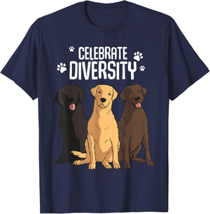 Funny Labrador Retriever Gift Men Women Celebrate Diversity T-Shirt - T-Shirt | Navy