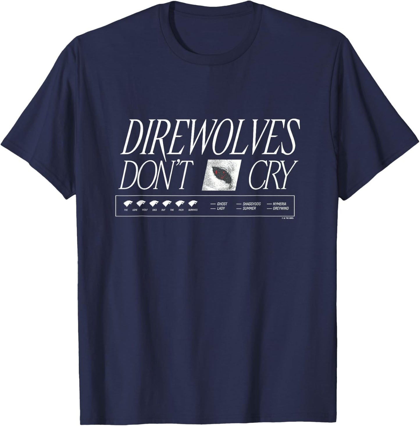 Game Of Thrones Direwolves Don't Cry House Stark Text Logo T-Shirt - T-Shirt | Navy