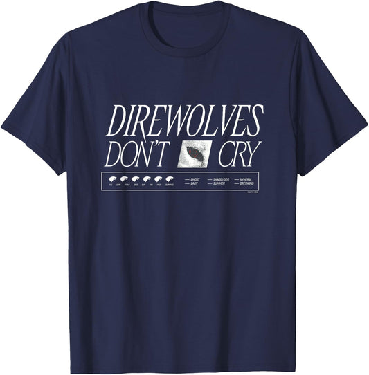 Game Of Thrones Direwolves Don't Cry House Stark Text Logo T-Shirt - T-Shirt | Navy