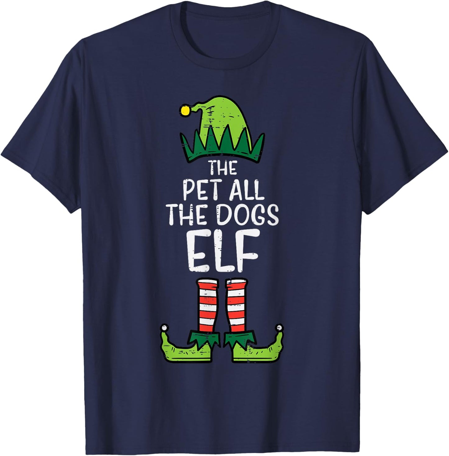 Pet All The Dogs Elf Xmas Christmas For Family T-Shirt - T-Shirt | Navy