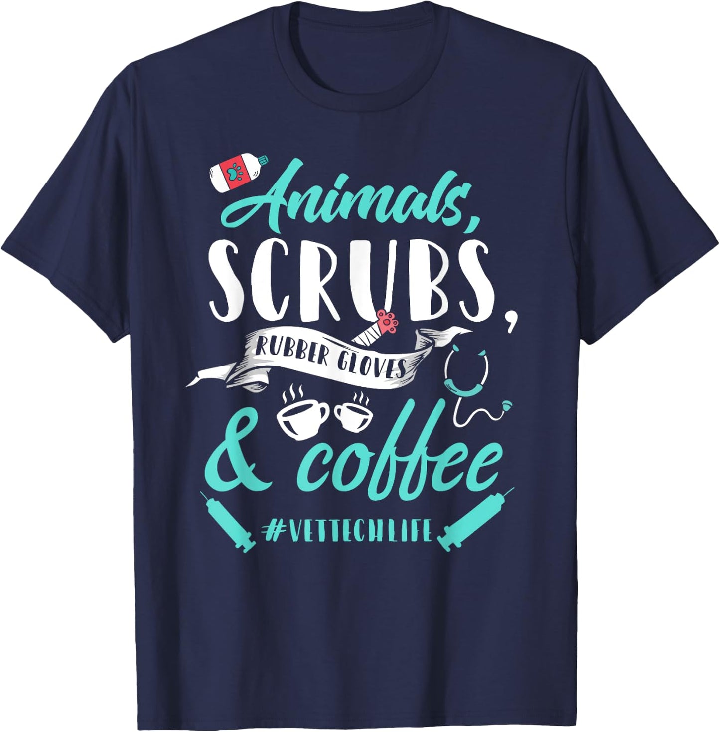 Vet Tech Shirt Funny Veterinary Technician Life Saying Gift T-Shirt - T-Shirt | Navy
