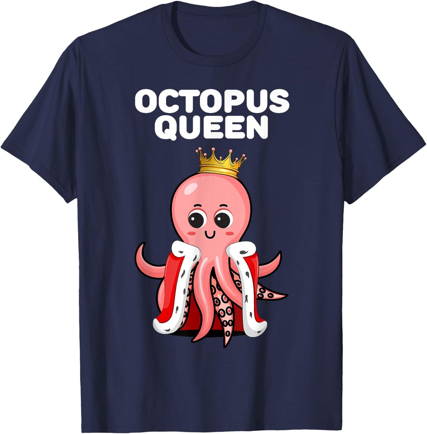Octopus Queen, Girls' Octopus , Women's Octopus , black T-Shirt - T-Shirt | Navy
