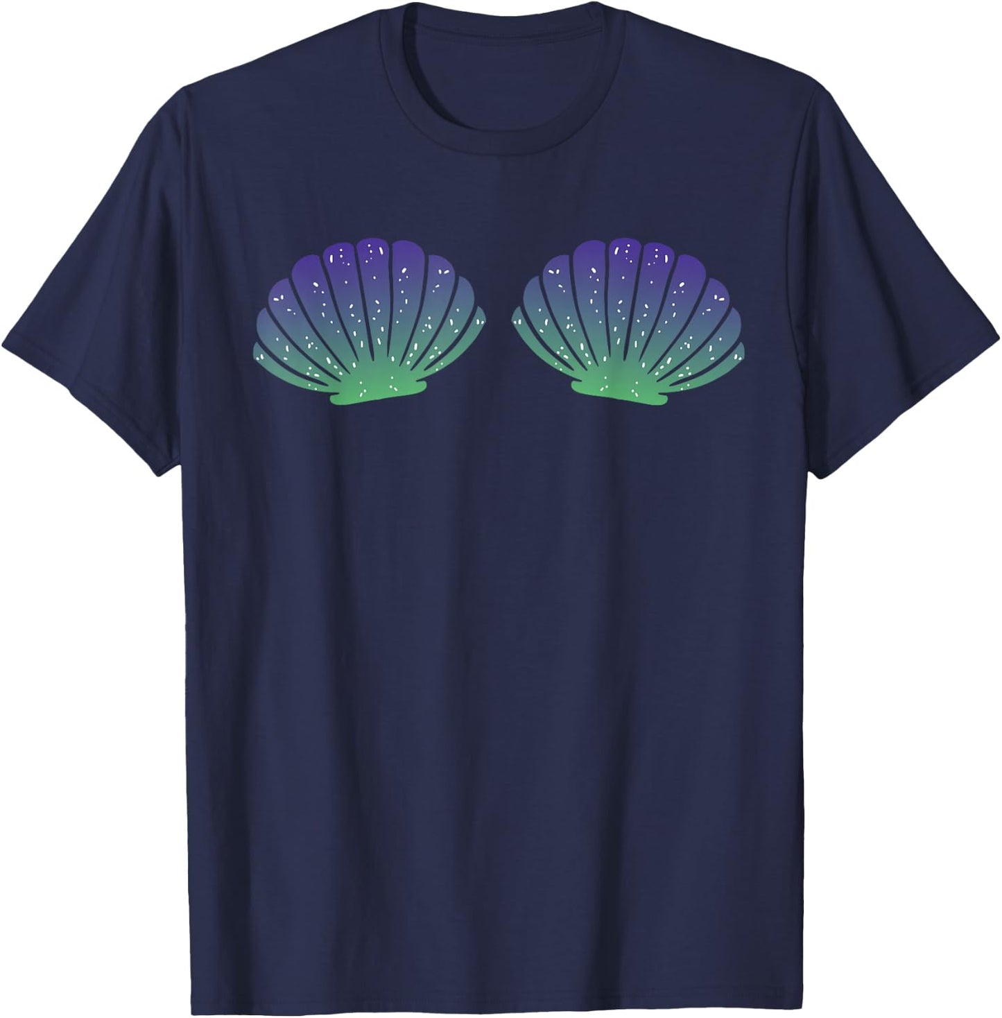 Mermaid Halloween Costume Sea Shells Bra Girls T-Shirt - T-Shirt | Navy