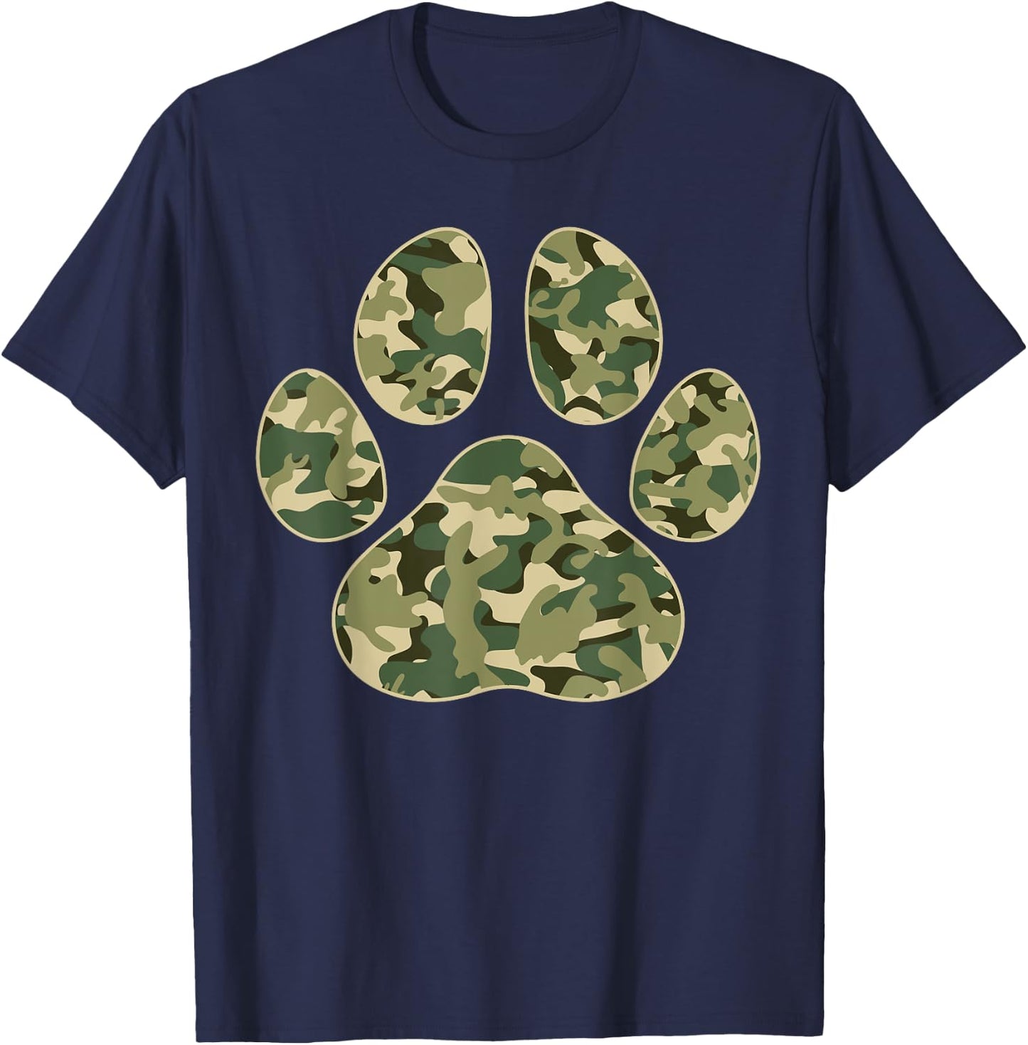 Cute Camo Paw Print Pet Owner Camouflage Paw Print Dog Lover T-Shirt - T-Shirt | Navy