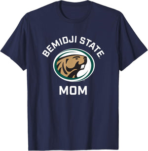 Bemidji State University BSU Beavers Arched Mom T-Shirt - T-Shirt | Navy