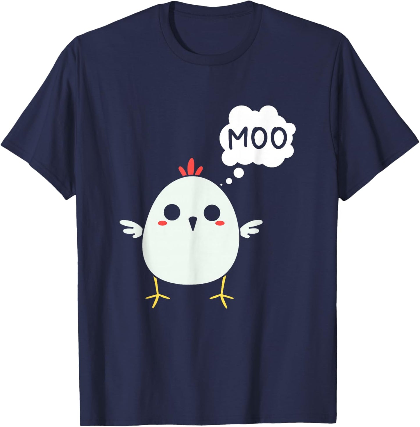 Funny Chicken Says Moo | Cow Chicken Kids T-Shirt - T-Shirt | Navy