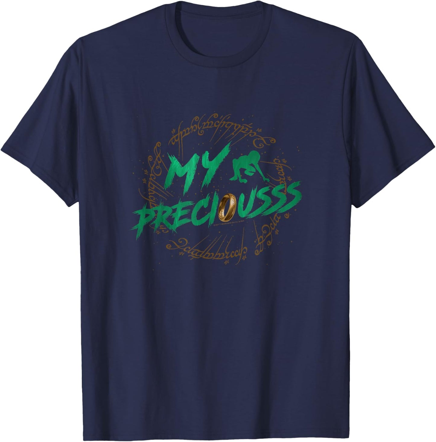 The Lord of the Rings My Precious Gollum Ring Vintage Text T-Shirt - T-Shirt | Navy