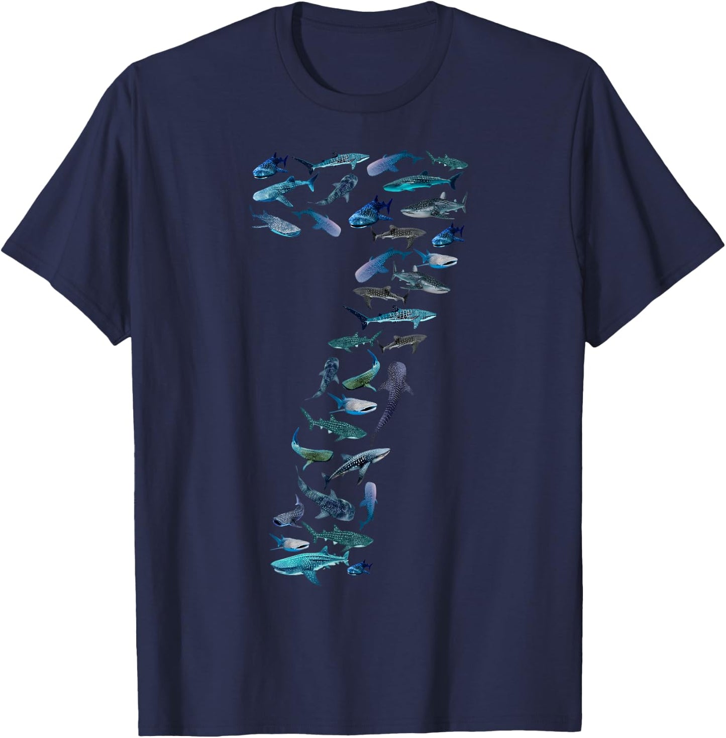 7th Birthday Boy Seven-Year-Old Sea Ocean Fish Whale Shark T-Shirt - T-Shirt | Navy