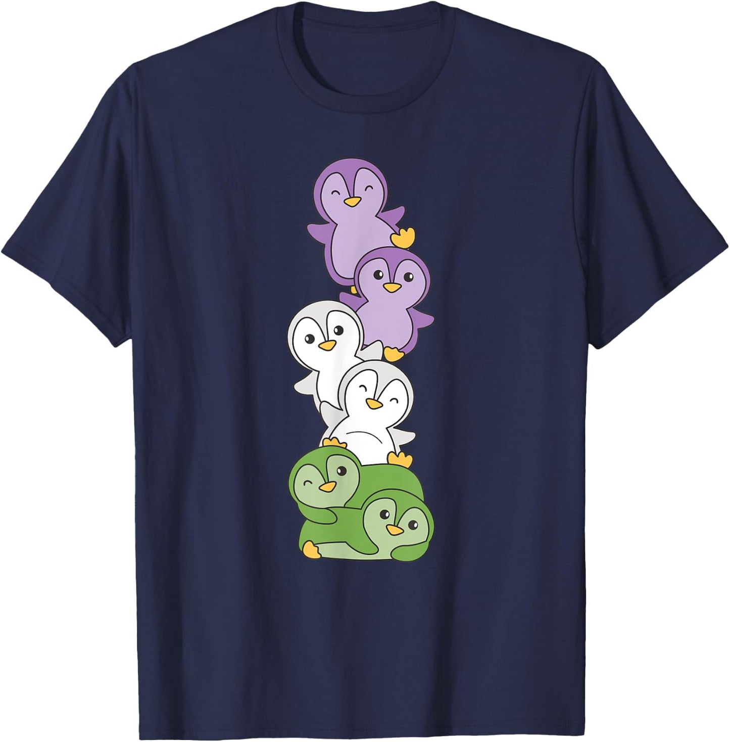 Genderqueer Flag Gay Pride Month Lgbtq Genderqueer Penguin T-Shirt - T-Shirt | Navy