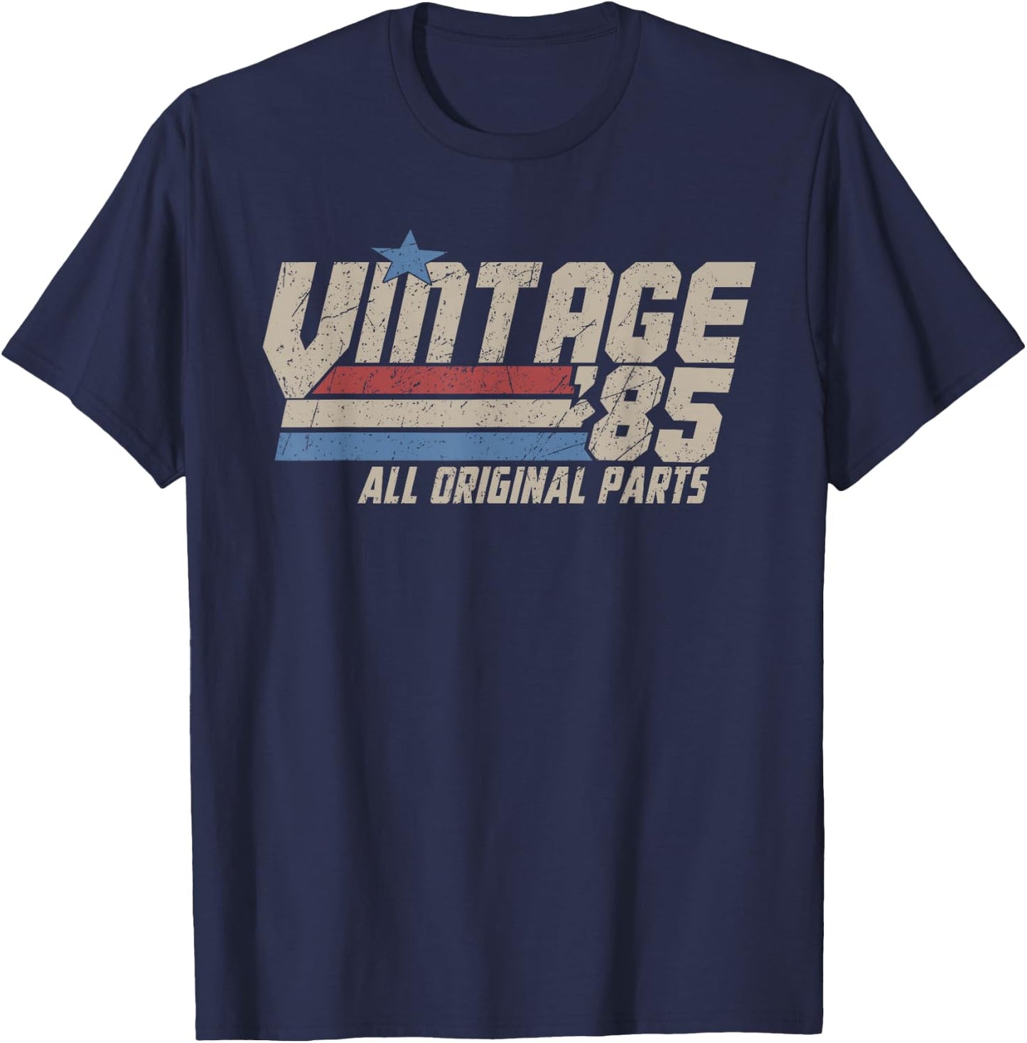 Vintage 1985 All Original Parts, Retro 40 Years Old Gifts T-Shirt - T-Shirt | Navy