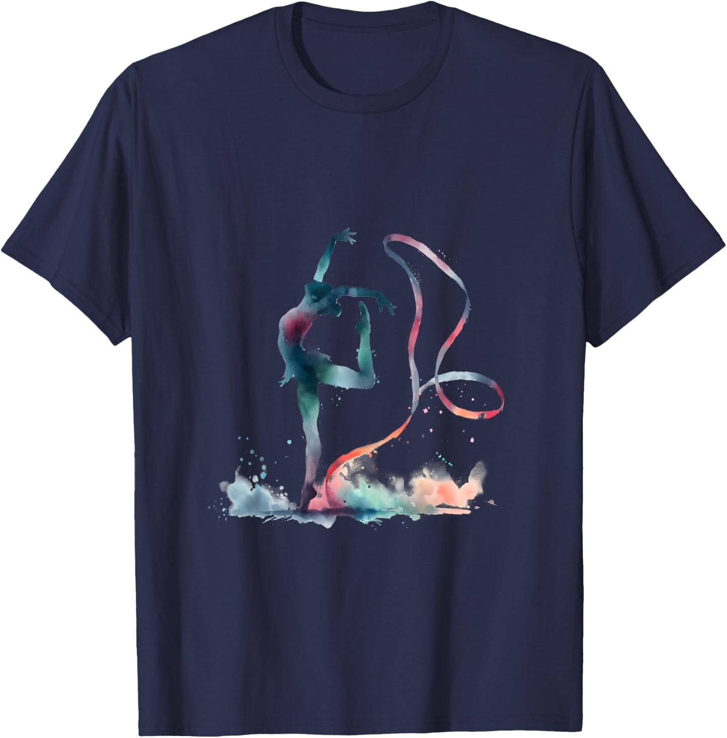 I Love Rhythmic Gymnastics Watercolor GRS Ribbon , white, Female X-Small T-Shirt - T-Shirt | Navy