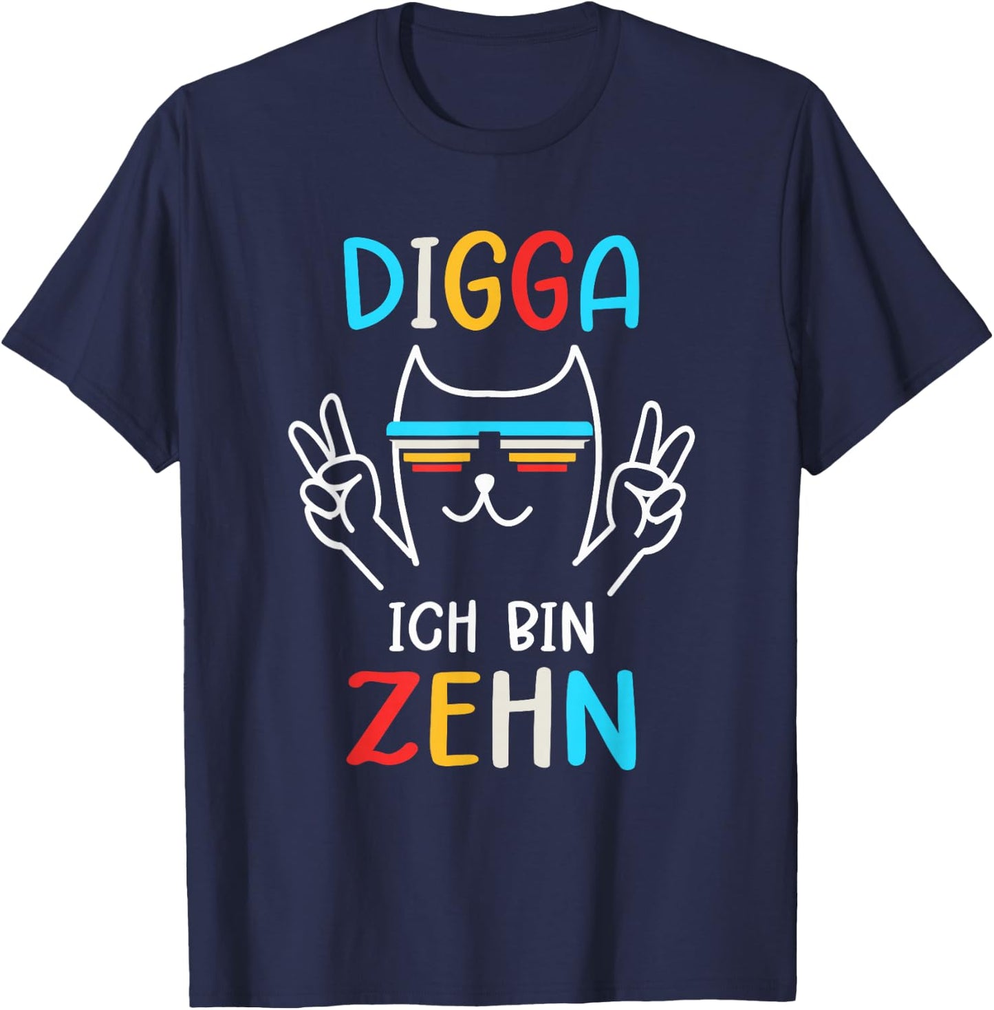 10 Jahre Geburtstag Junge Digga Ich Bin Zehn T-Shirt - T-Shirt | Navy
