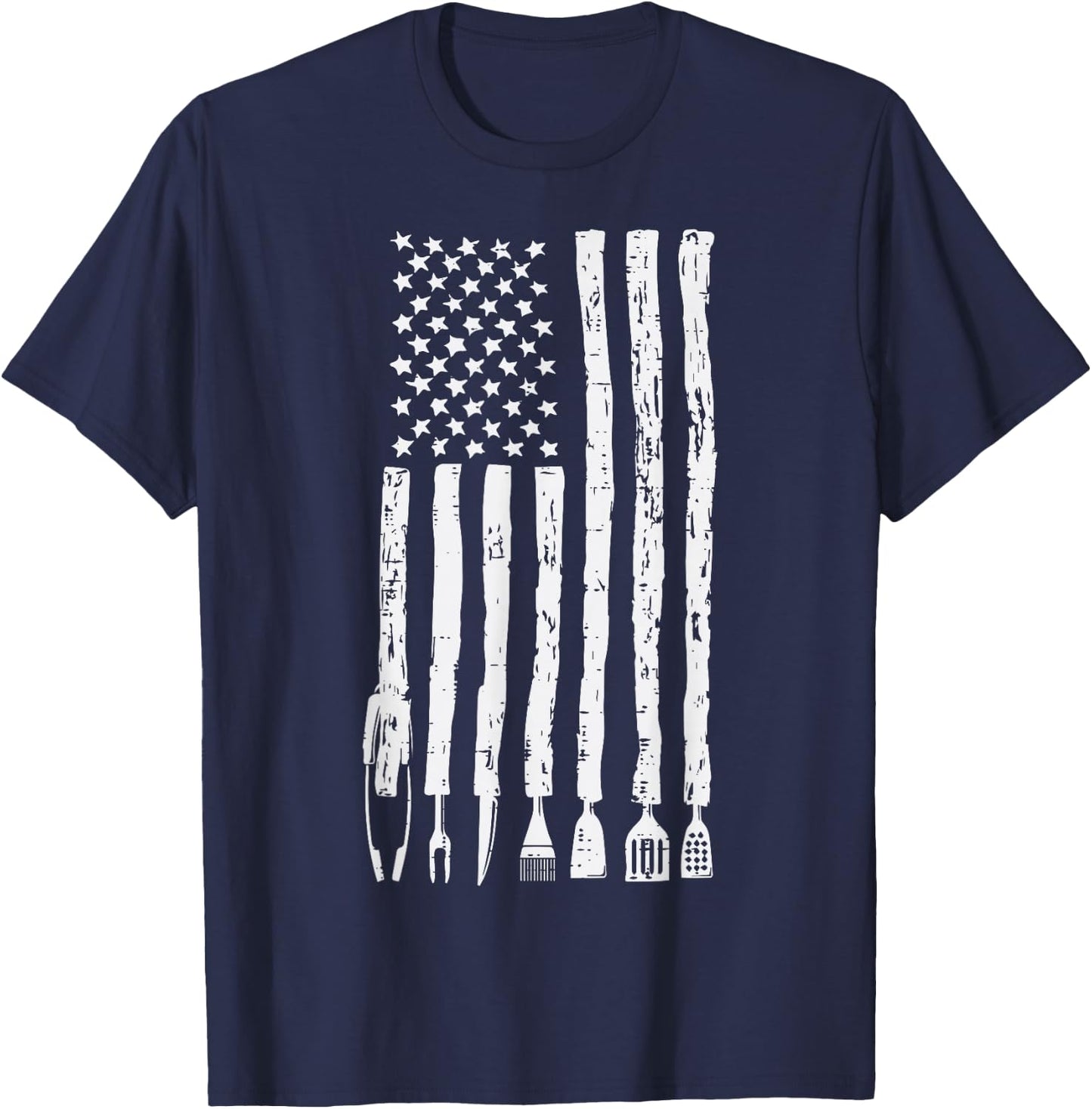 US Flag Grilling Tools Bbq Barbecue Patriotic Men Women Kids T-Shirt - T-Shirt | Navy