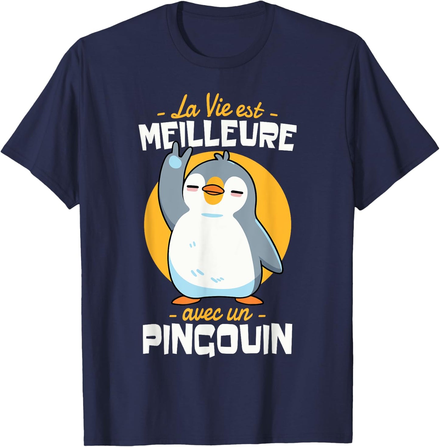 Penguin Child Girl Woman Humour Life with Penguin T-Shirt - T-Shirt | Navy