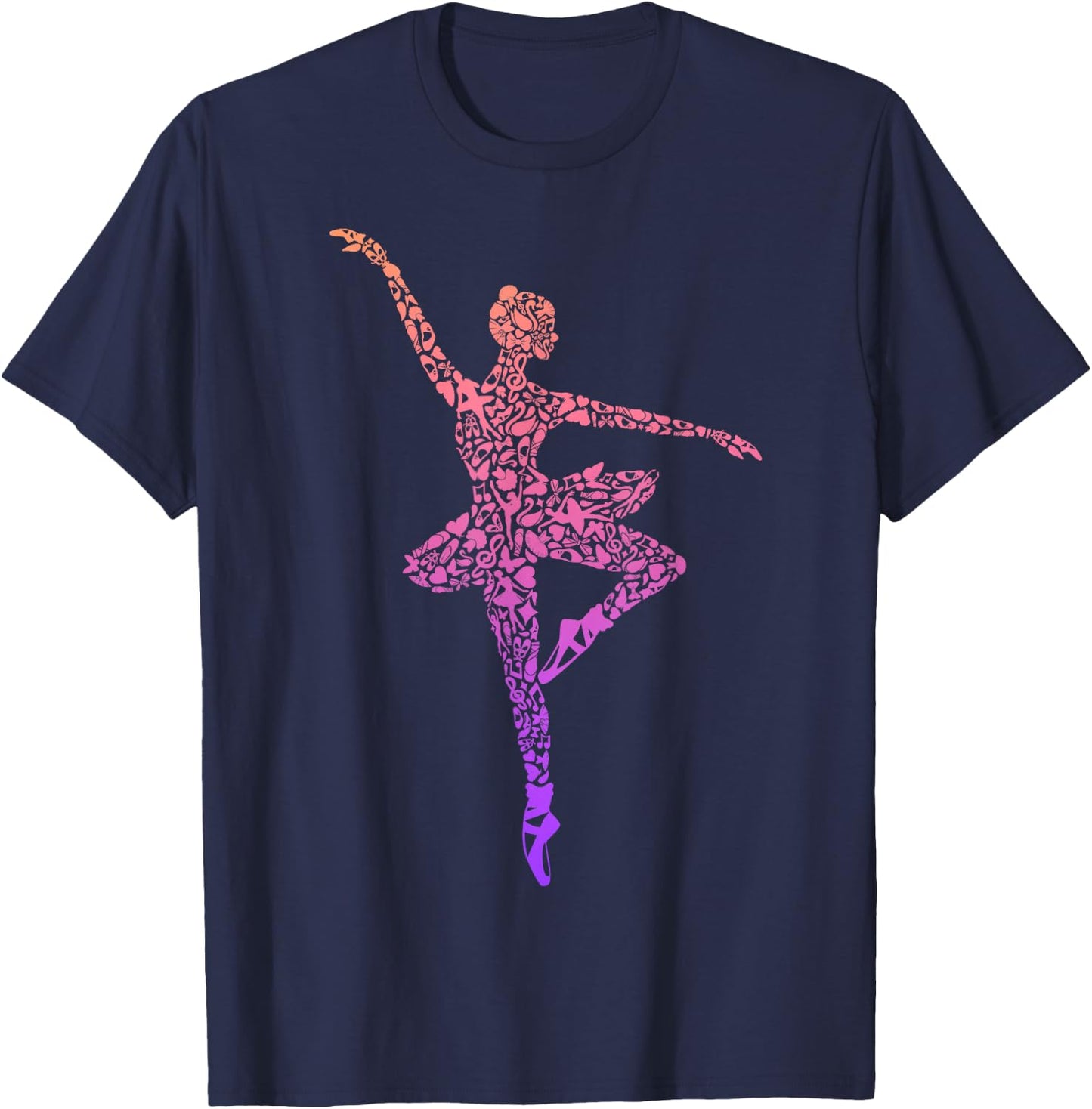Ballerina Balletttänzerin Damen Ballett Mädchen Schwarz Kurzarm Klassisch Passform S T-Shirt - T-Shirt | Navy