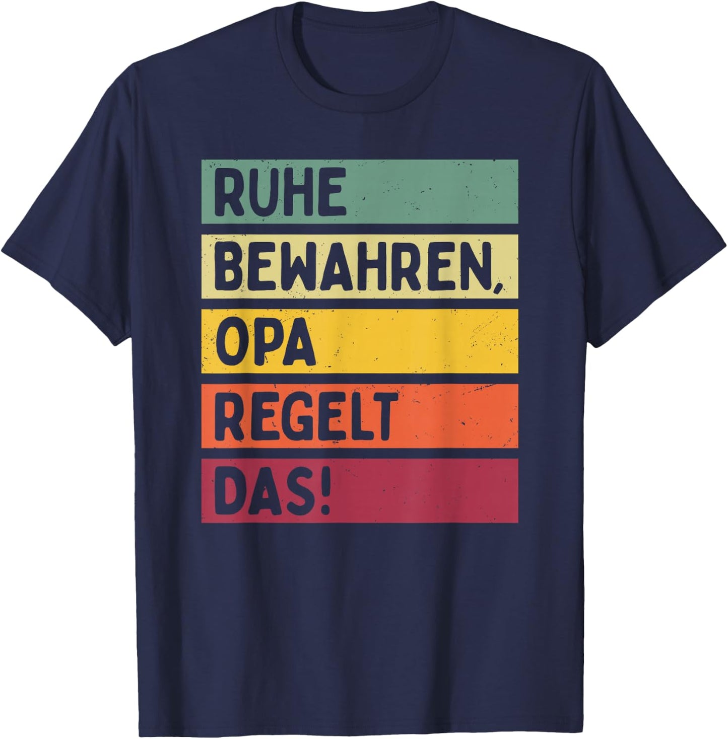 with German Text in Retro Colours [German Language], black T-Shirt - T-Shirt | Navy