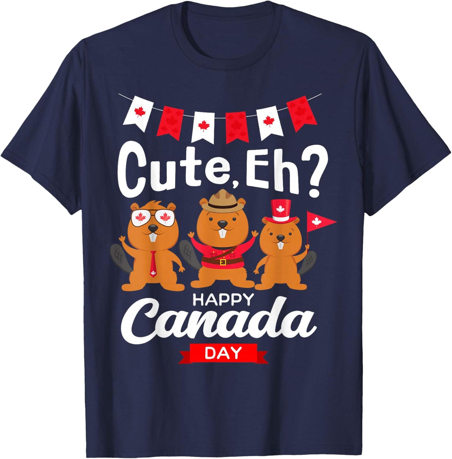 Cute Eh Happy Canada day Flag for Boys girls Kids Toddler T-Shirt - T-Shirt | Navy