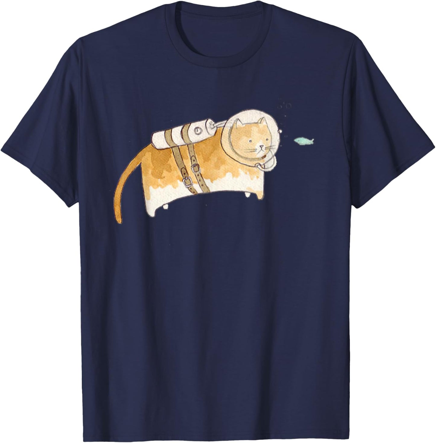 Scuba Cat Diving | Funny Scuba Diving Underwater Women Girls Kids T-Shirt - T-Shirt | Navy