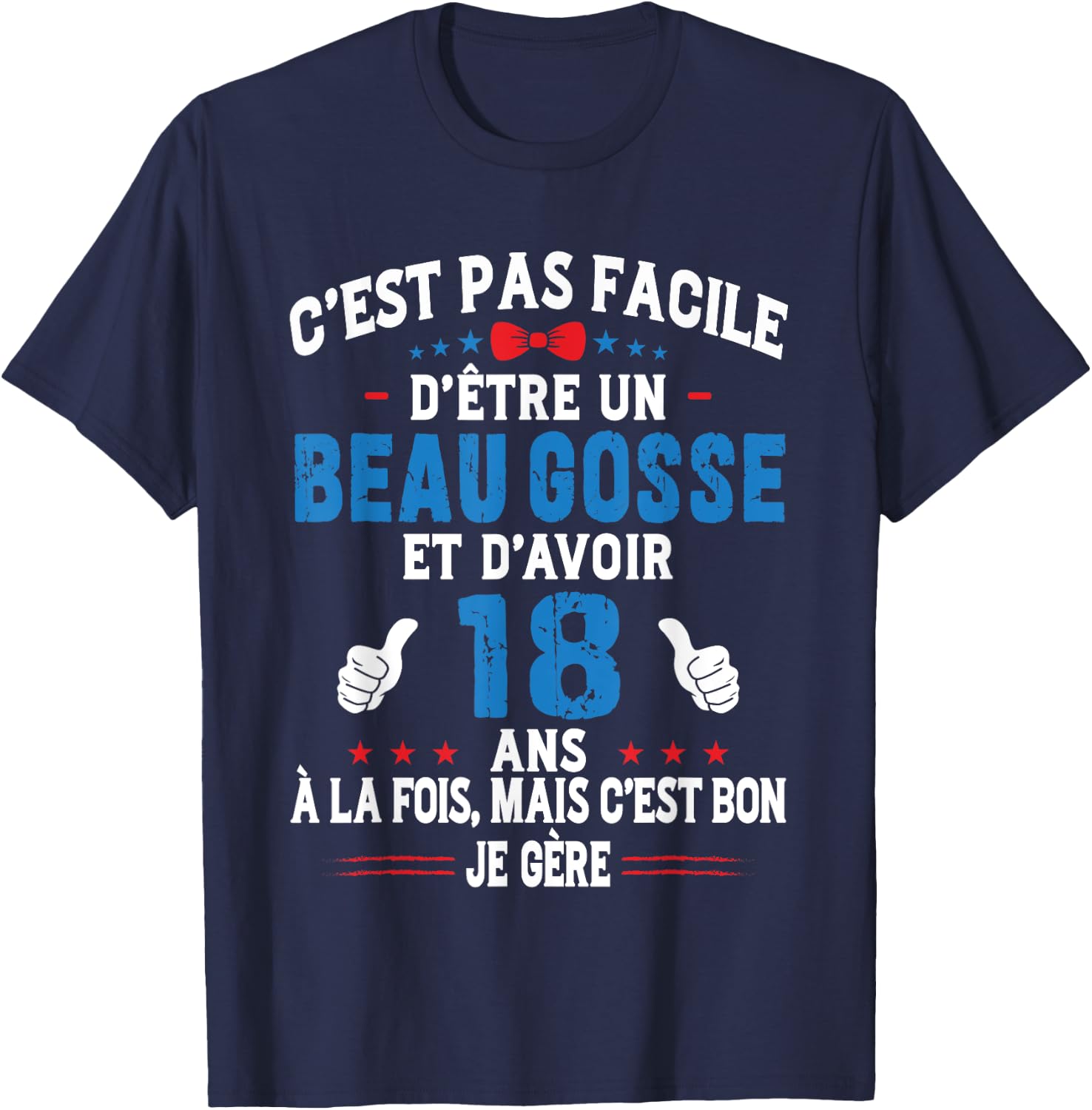Beau Gosse Humour Original Birthday Gift Boy 18 Years Old , Black, S T-Shirt - T-Shirt | Navy