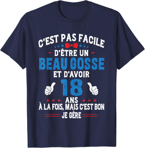 Beau Gosse Humour Original Birthday Gift Boy 18 Years Old , Black, S T-Shirt - T-Shirt | Navy