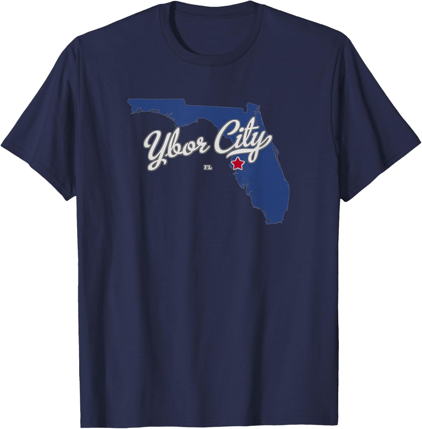 Ybor City Florida Tampa FL Map T-Shirt - T-Shirt | Navy