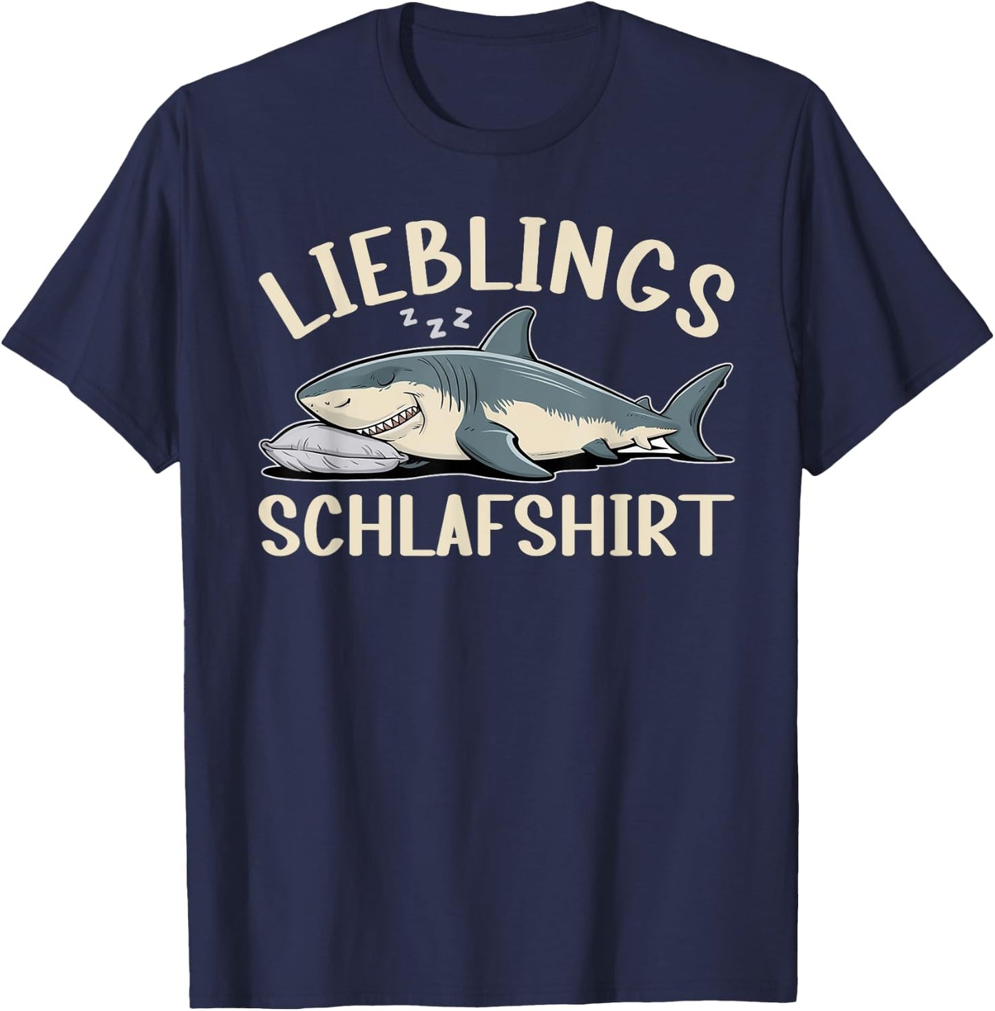 Offizielles Schlafshirt Lustiger Hai Pyjama Schlafanzug T-Shirt - T-Shirt | Navy