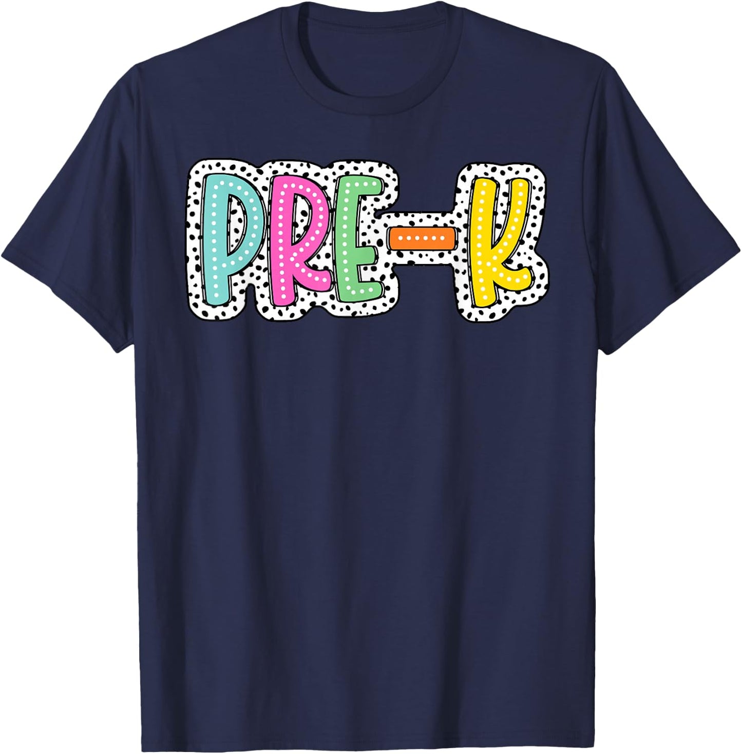 Pre-K Back To School Dalmatian Dots Teacher Student T-Shirt - T-Shirt | Navy