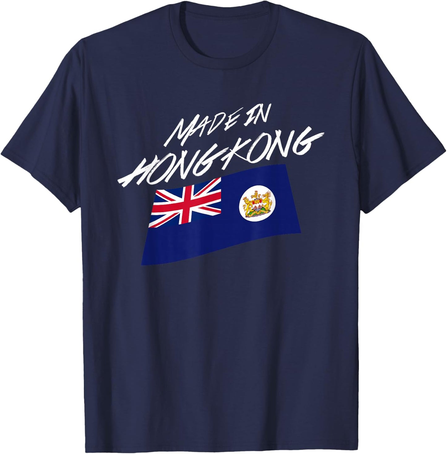 Made In Hong Kong British Colonial Pre 1997 HK Flag T-Shirt - T-Shirt | Navy