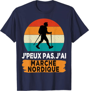 J'peux pas j'ai marche norddique , Black, S T-Shirt - T-Shirt | Navy