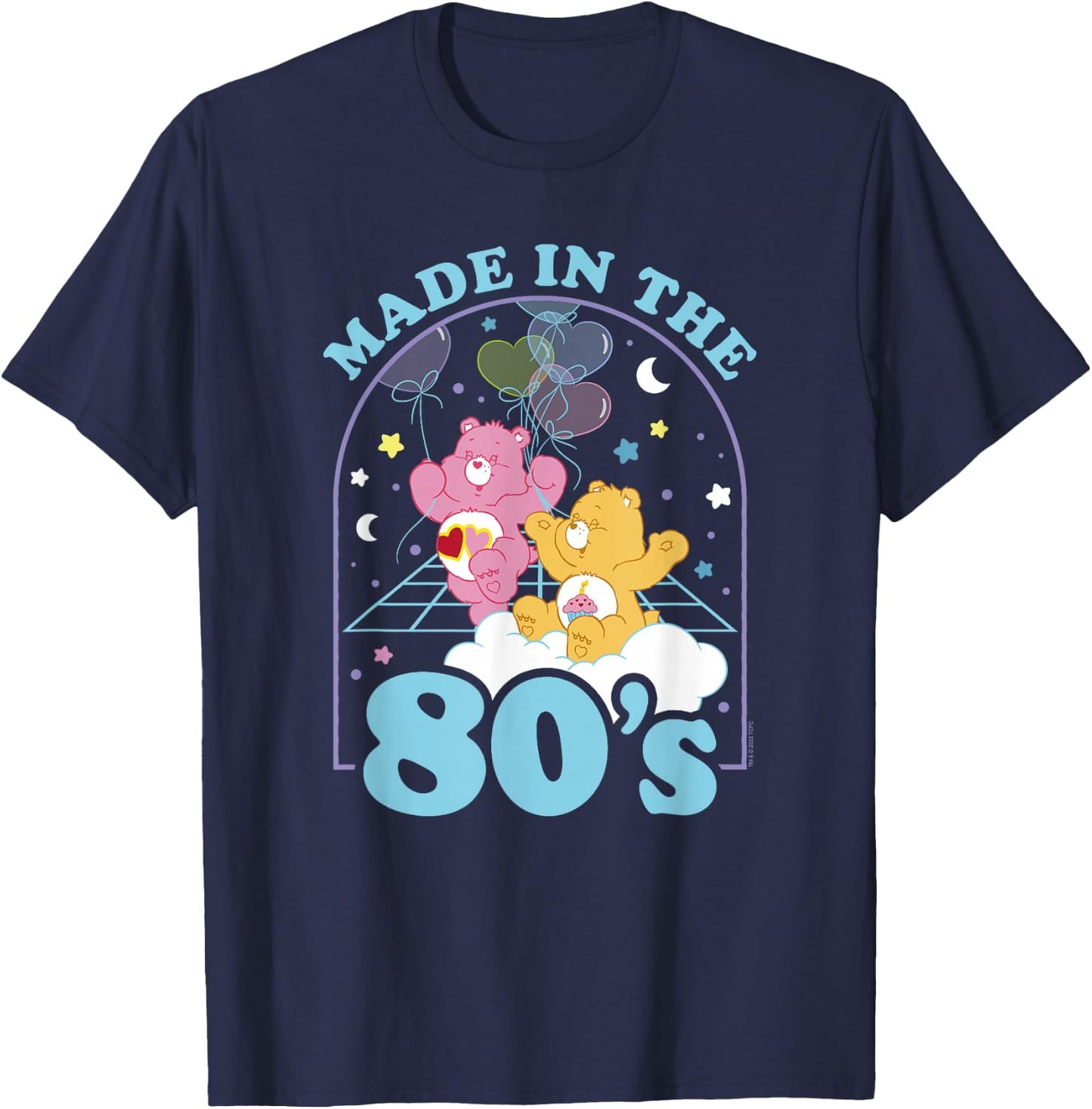 Care Bears Birthday Bear Love-A-Lot Bear Made In The 80's , Black, S T-Shirt - T-Shirt | Navy