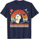 Vintage Shiba Inu Sunset Mountains Birds T-Shirt - T-Shirt | Navy