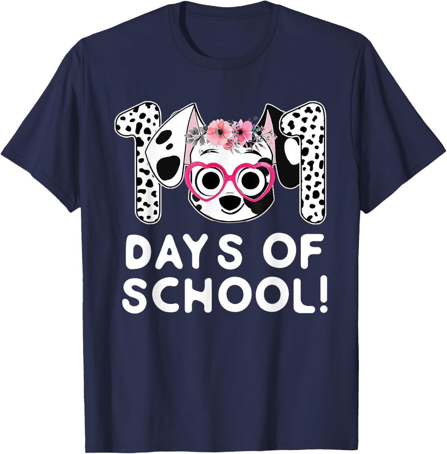 101 Days School Cute Dog Happy 100 Days Teacher Student Kids T-Shirt - T-Shirt | Navy