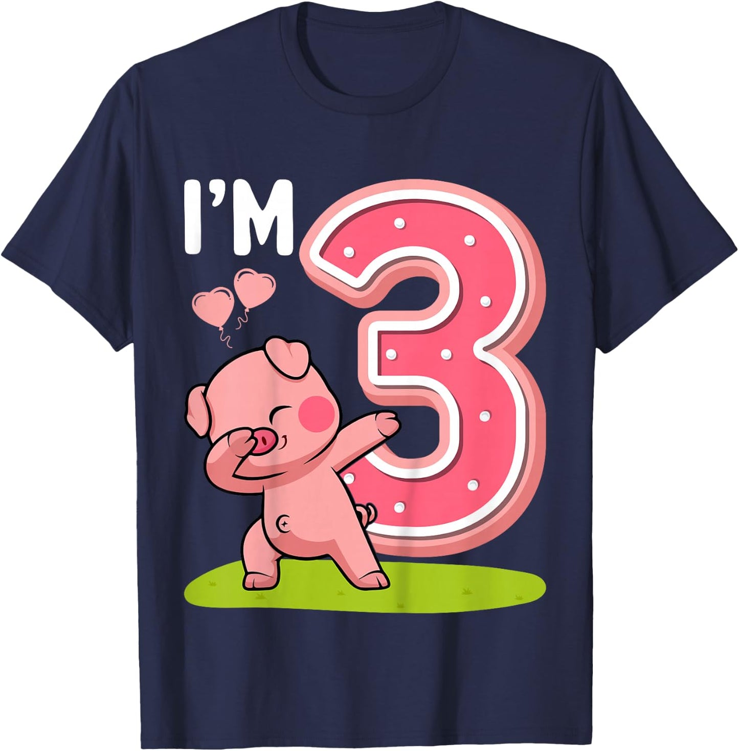 I'm 3 Years Old Dabbing Pig 3rd Birthday Party Toddler T-Shirt - T-Shirt | Navy