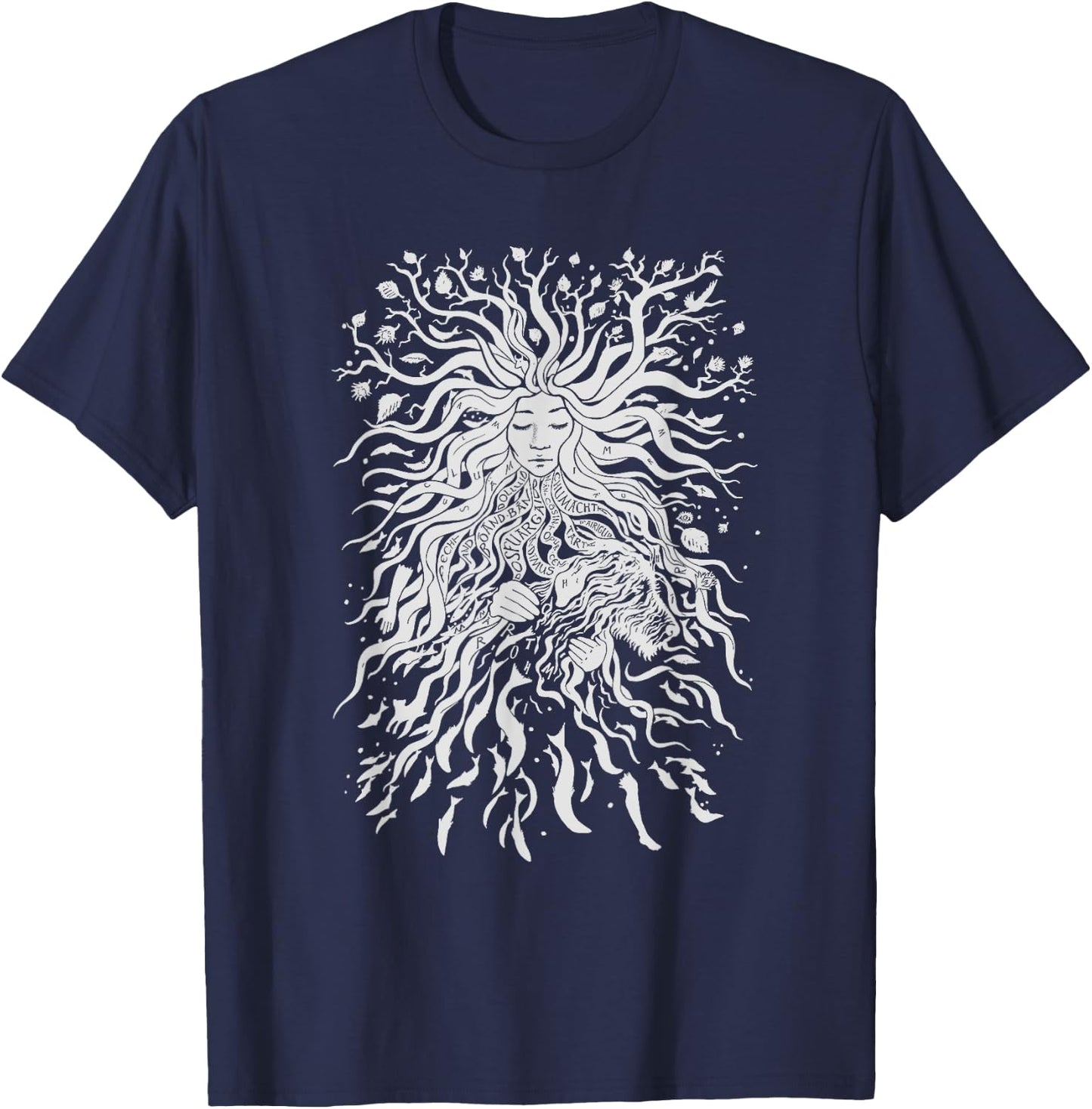 Rebel Goddess t-léine Irish River Boyne Goddess Bóinn T-Shirt - T-Shirt | Navy